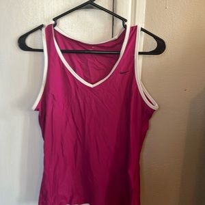 Nike drift fit, V-neck, pink and white tank top
